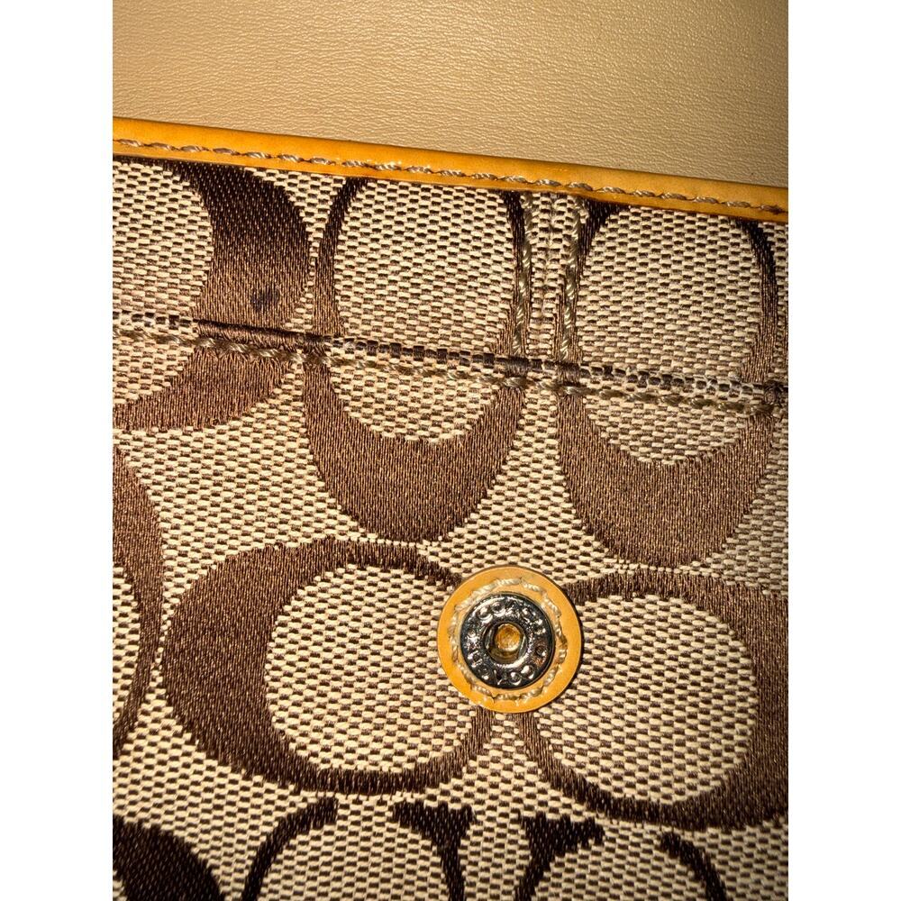 Coach Signature Canvas Long Wallet with Yellow Stripe - Picture 6 of 9
